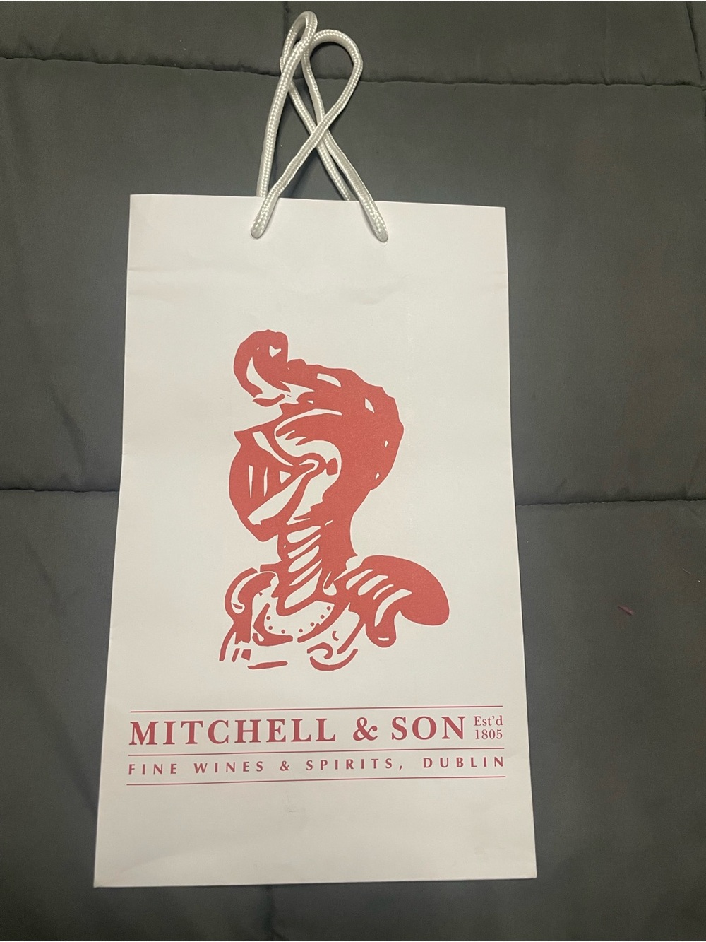 Mitchell & Son Fine Wine and Spirits Dublin shopping bag - Knight in Armor Logo